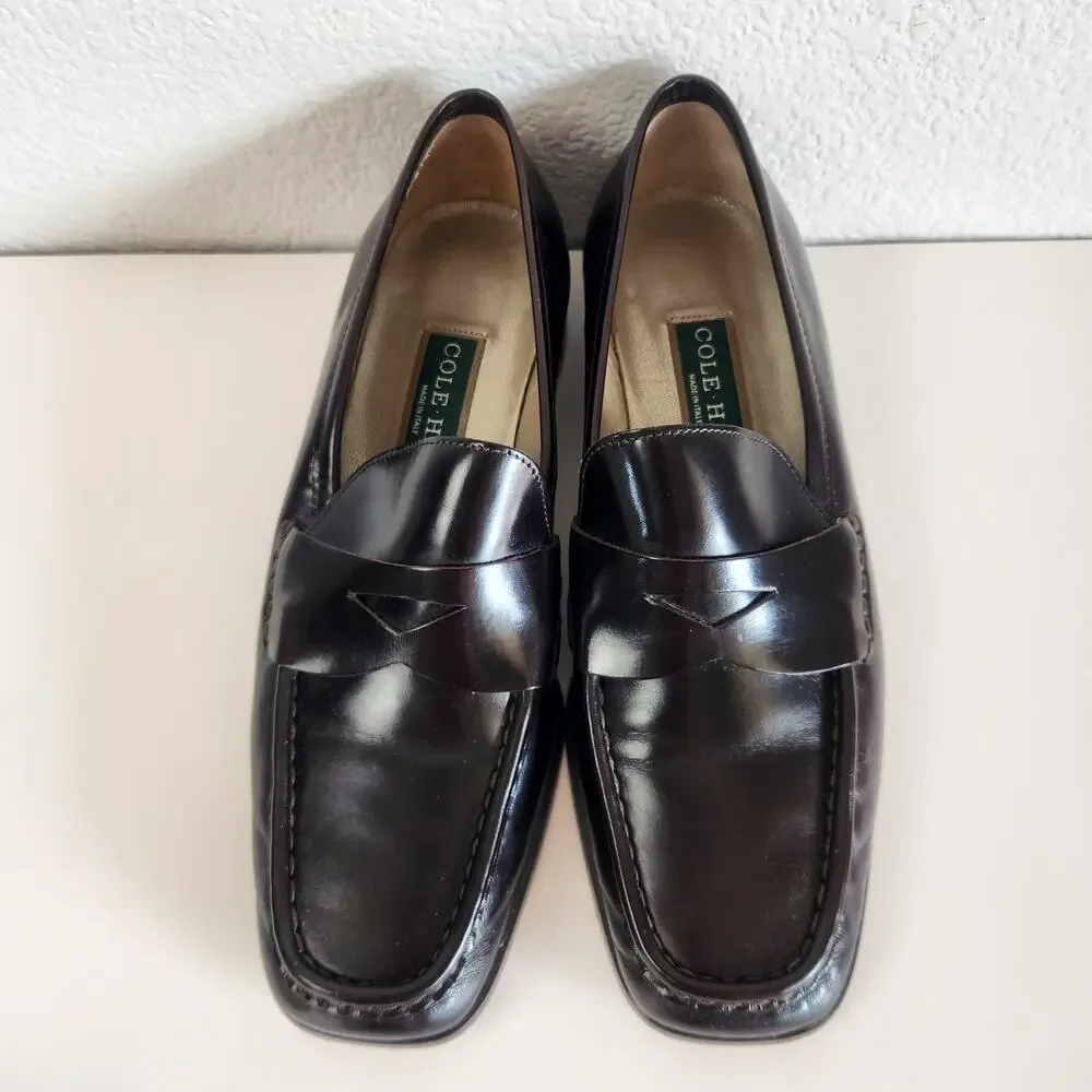 Cole Haan Eileen Leather Penny Loafers in Amber Brown 7.5B - Picture 7 of 12